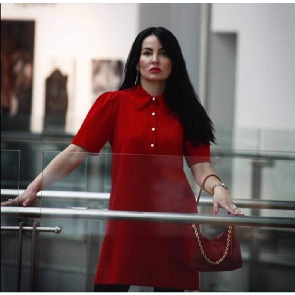 Zara Mini Dress with Pearly Buttons in Red